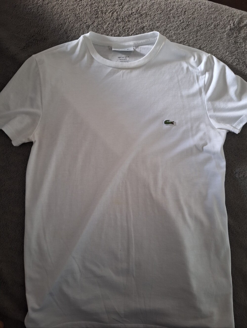Lacoste White Crew Neck T-Shirt with Green Croc Logo